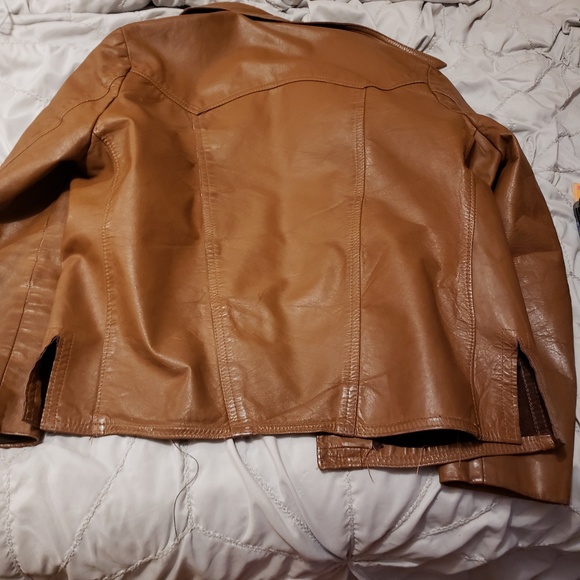1970s Vintage Genuine Brown Leather Jacket - Picture 2 of 3